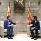 Pedro Sánchez i Pere Aragonès en la seua reunió la setmana passada al Palau de la Generalitat.