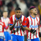 Sávio celebra el seu gol, el segon en el compte del Girona.