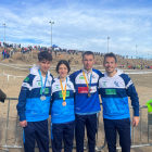 Pere Mas, Anna Mas, Oriol Jové i l’entrenador Fran Carrillo.