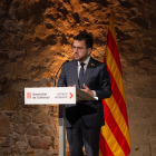 El president Aragonès, ahir durant una presentació a Barcelona.