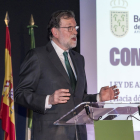 Rajoy durant la intervenció en l’acte d’ahir a Boadilla.