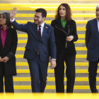 Pere Aragonès, ahir amb la consellera de Justícia, Gemma Ubasart, i el de Salut, Manel Balcells.