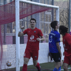 Barbosa celebra un dels dos gols que va anotar en la golejada de l’Alpicat.