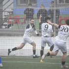 Joel celebra el gol que va significar l’1-0 i que va encarrilar el triomf del Borges en el duel lleidatà.