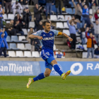 Òscar Rubio celebra el seu únic gol aquest curs, contra l’Alzira.