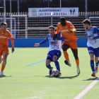 Joel Garrofé en la celebració del seu primer gol en la categoria amb el primer equip.