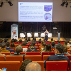 Vista d’una de les ponències d’ahir a PorciFORUM 2024, que se celebra aquests dies a la Llotja.