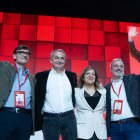 Illa, ahir amb Zapatero, Iratxe García i Collboni en l’obertura del XV congrés del PSC.