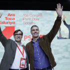 Salvador Illa i Pedro Sánchez, ahir al Congrés del PSC.