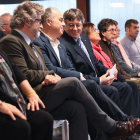 Puigdemont conversa amb Turull durant l’acte que es va celebrar ahir a Perpinyà.