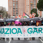 La manifestació que EH Bildu va convocar ahir a Pamplona.