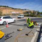 Les obres de millora del pont d’alta velocitat de l’N-II van obligar a tallar un carril en direcció a Lleida.