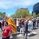 Imatge de la protesta ahir a Barcelona.