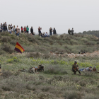 Una escena de la representació d’ahir de la batalla de Vilanova de la Barca del 1938.