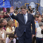 Carles Puigdemont, en un míting electoral dissabte a Elna.