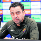 Xavi durant la seua compareixença d’ahir davant els mitjans de comunicació.