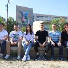 D’esquerra a dreta, els estudiants d’Informática Isaac Torres, Josep Sort, Chaymaa Dkouk, Oriol Agost, Oriol Alàs i Laura Haro.