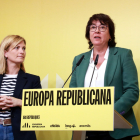 La candidata d’ERC a les europees, Diana Riba, acompanyada de la portaveu del partit, Raquel Sans.