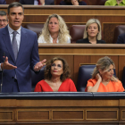 Sánchez, ahir al Congrés al costat de la ministra María Jesús Montero, Yolanda Díaz i Félix Bolaños.