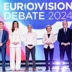 Els candidats Gozi, Reintke, Baier, Von der Leyen i Schmit, en un debat el passat 23 de maig.