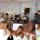 Una classe d’alumnes d’instruments de vent a les Borges.