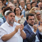El president d’ERC, Oriol Junqueras, i el president de la Generalitat, Pere Aragonès.