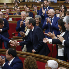 Salvador Illa felicita Josep Rull després de la seua elecció com a president del Parlament dilluns.