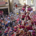 Els Castellers de Lleida, a la plaça de la Paeria durant les Festes de Tardor l’any passat.