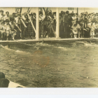 Inauguració de la piscina el 1957 amb l’equip de natació de Reus.