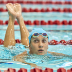 Paula Juste, nadadora del CN Lleida, durant una competició recent.