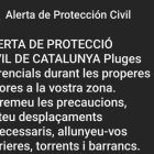 L'alerta de Protecció Civil a les Terres de l'Ebre aquest dijous.