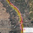 Mapa de risc d'inundació pel riu Cinca a Fraga.