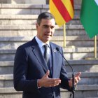 El president del govern espanyol, Pedro Sánchez, durant una declaració institucional abans de començar la Conferència de Presidents a Santander.