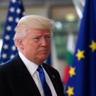 Donald Trump en una reunió amb els líders de la UE al Consell Europeu.