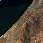 Imatges obtinguda pel satèl·lit Sentinel-2 de Copernicus de la franja de Gaza el 7 d'octubre del 2023, el dia de l'inici de la guerra entre Hamàs i Israel .