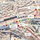 Mapa dels col·lectors subterranis que discorren sota el nucli antic de Fraga.