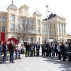 La concentració d’ahir davant l’estació de Lleida-Pirineus. - MAGDALENA ALTISENT