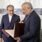 El ministre iranià d’Exteriors amb el seu homòleg italià. - EFE/ MINISTERI D’AFERS EXTERIORS IRANÀ