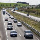 Cues a primera hora de la tarda d’ahir a l’A-2 a Vilagrassa en direcció Barcelona. - GUÀRDIA CIVIL
