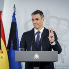 El president del Govern, Pedro Sánchez, ahir en roda de premsa. - A. PÉREZ MECA / EUROPA PRESS