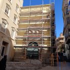 L’església de la Sang, ‘engabiada’ per bastides per reparar la teulada - S.E