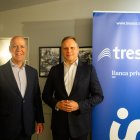 José Miguel Maté i Daniel Lacalle, dijous en la seua visita a Lleida. - GERARD HOYAS