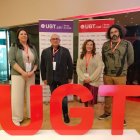 Joana Mor (centre), amb part de l’executiva que estarà al capdavant del sindicat a Lleida. - T.C