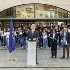 El conseller Duch, durant la seua intervenció ahir a Lleida en la celebració del Dia d’Europa. - JORDI ECHEVARRIA