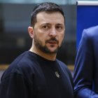 El president d'Ucraïna, Volodímir Zelenski, en la cimera del Consell Europeu
