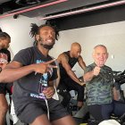 La plantilla de l’Hiopos Lleida va fer ahir una sessió d’entrenament al Viding Ekke Lleida. - FORÇA LLEIDA