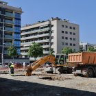 Obres de construcció del pavelló desmuntable de Fira de Lleida.