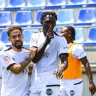 Moró Sidibé mana callar després d’anotar el gol que significava el 0-2 a l’hora de joc. - INGRID SEGURA