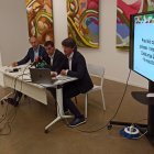 Un moment de la roda de premsa celebrada ahir a la seu d’Afrucat sobre previsions de collita. - J. MARTÍNEZ