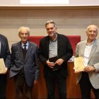 Josep Maria Forné, Pere Lluís Font, Jaume Angelat i Joan J. Busqueta, ahir a la Universitat de Lleida. - AMADO FORROLLA